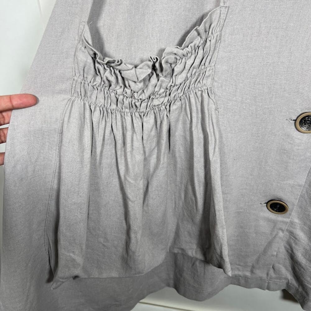 For Cynthia Linen Blend Lagenlook Sleeveless A-Line Shirt Dress L Shark Bite Hem - Picture 5 of 8